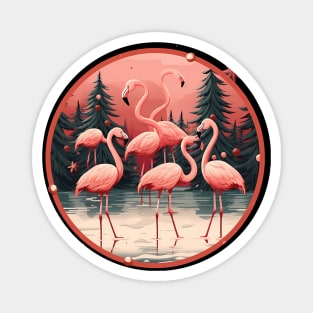 Flamingo Flock Sunset, Xmas,  Love Flamingos Magnet